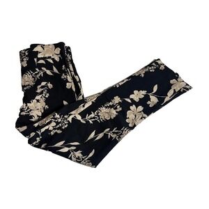 Jules & Leopold Ankle Pants Womens Small Black Beige Floral Skinny Leg Pull On